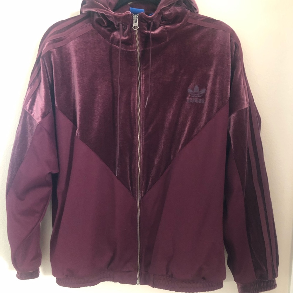 Adidas velvet zip-up hoodie